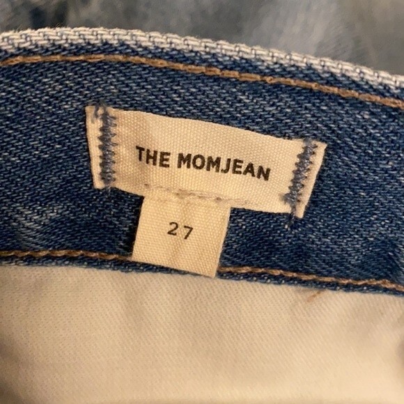 Madewell Jeans Momjean Gilford Wash Ripped Edition High Rise Denim Light Blue - Picture 9 of 11